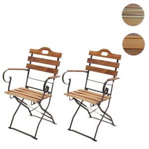 2er-Set Biergartenstuhl Klappstuhl Gartenstuhl Akazie natur