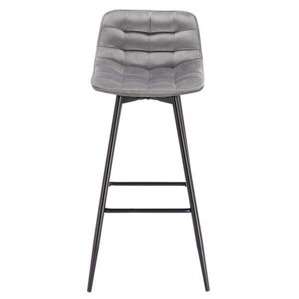 2er-Set Designer Barstuhl mit Fussstütze Samt, Metallbeine Elif hellgrau