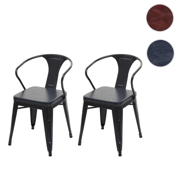 2er-Set Esszimmerstuhl JAM-H10 Chesterfield Industrial schwarz-grau