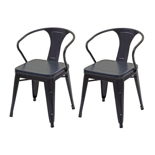 2er-Set Esszimmerstuhl JAM-H10 Chesterfield Industrial schwarz-grau