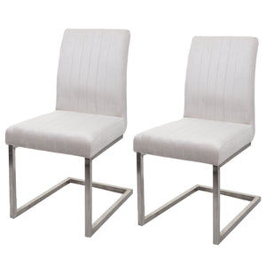 2er-Set Freischwinger JAM-L14 Samt Edelstahl gebürstet creme-weiss