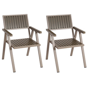 2er-Set Gartenstuhl Balkonstuhl Stuhl Outdoo Alu Gestell champagner grau