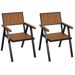 2er-Set Gartenstuhl Balkonstuhl Stuhl Outdoo Alu Gestell schwarz teak