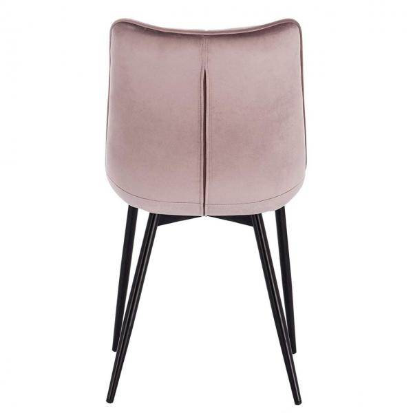 2er-Set Küchenstuhl mit Rückenlehne aus Samt Metallbeine Elif rosa