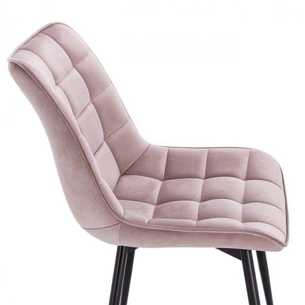 2er-Set Küchenstuhl mit Rückenlehne aus Samt Metallbeine Elif rosa