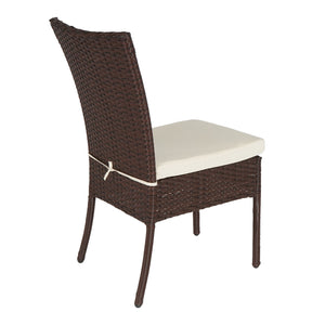 2er-Set Rattan Balkonstuhl Gartenstuhl stapelbar braun Kissen creme