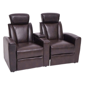2er Kinosessel Relaxsessel Kunstleder mit Staufach braun