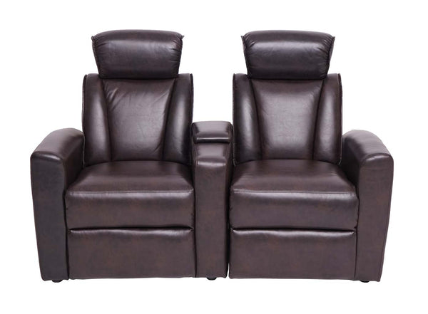2er Kinosessel Relaxsessel Kunstleder mit Staufach braun