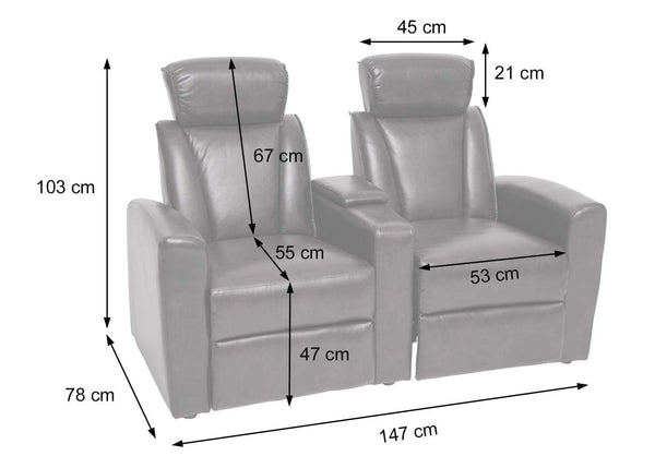 2er Kinosessel Relaxsessel Kunstleder mit Staufach braun