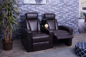 2er Kinosessel Relaxsessel Kunstleder mit Staufach braun
