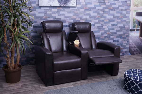 2er Kinosessel Relaxsessel Kunstleder mit Staufach braun
