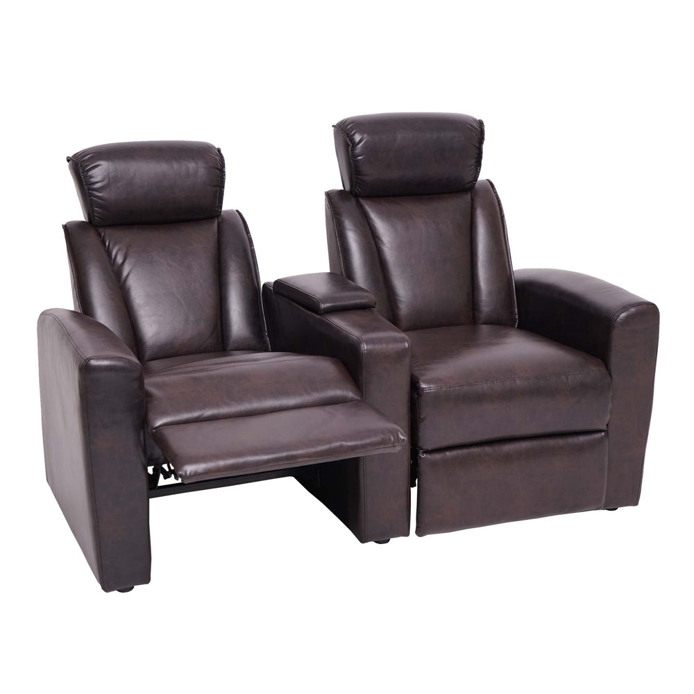 2er Kinosessel Relaxsessel Kunstleder mit Staufach braun