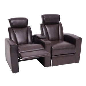 2er Kinosessel Relaxsessel Kunstleder mit Staufach braun