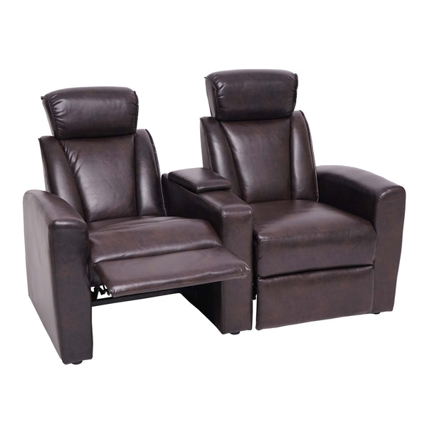 2er Kinosessel Relaxsessel Kunstleder mit Staufach braun