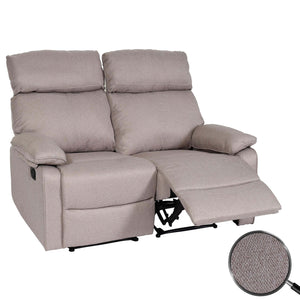 2er Kinosessel Relaxsessel mit Liegefunktion Stoff grau-braun