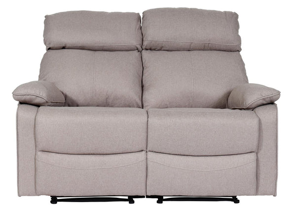 2er Kinosessel Relaxsessel mit Liegefunktion Stoff grau-braun