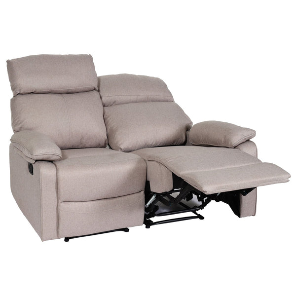 2er Kinosessel Relaxsessel mit Liegefunktion Stoff grau-braun