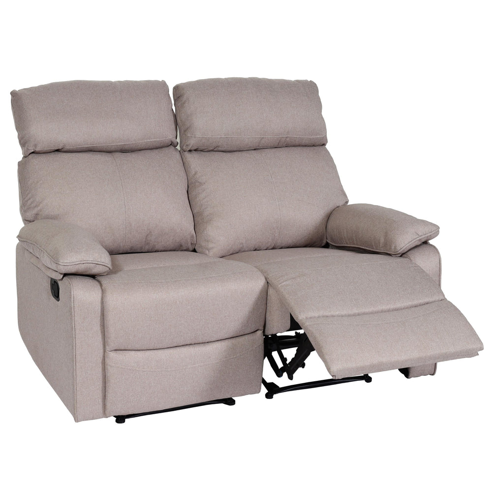 2er Kinosessel Relaxsessel mit Liegefunktion Stoff grau-braun