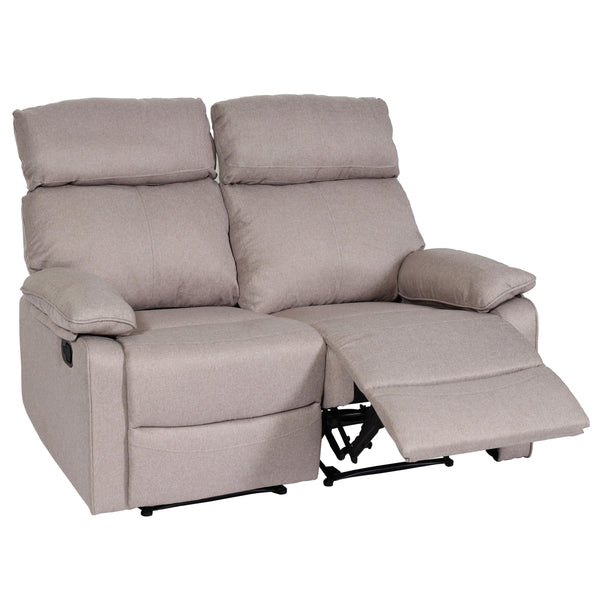 2er Kinosessel Relaxsessel mit Liegefunktion Stoff grau-braun