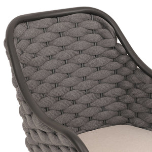 2er-Set Aluminium-Gartenstühle Outdoor mit Seilgeflecht Kissen anthrazit taupe