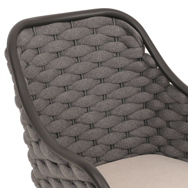 2er-Set Aluminium-Gartenstühle Outdoor mit Seilgeflecht Kissen anthrazit taupe