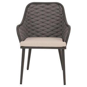 2er-Set Aluminium-Gartenstühle Outdoor mit Seilgeflecht Kissen anthrazit taupe