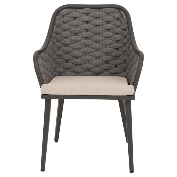2er-Set Aluminium-Gartenstühle Outdoor mit Seilgeflecht Kissen anthrazit taupe