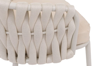 2er-Set Aluminium-Gartenstühle mit Seilgeflecht Outdoor creme