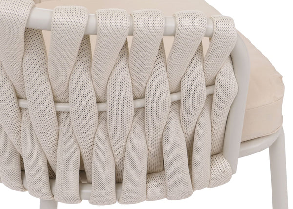 2er-Set Aluminium-Gartenstühle mit Seilgeflecht Outdoor creme