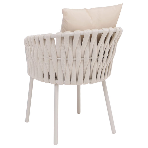 2er-Set Aluminium-Gartenstühle mit Seilgeflecht Outdoor creme