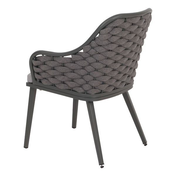 2er-Set Aluminium-Gartenstuhl Outdoor Seilgeflecht anthrazit