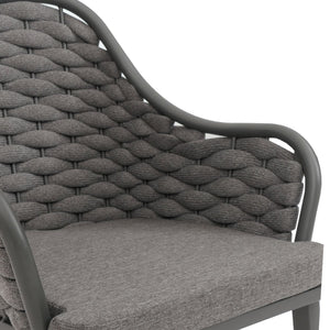 2er-Set Aluminium-Gartenstuhl Outdoor Seilgeflecht Kissen anthrazit dunkelgrau
