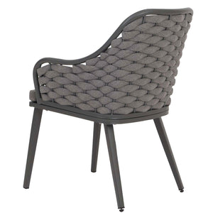 2er-Set Aluminium-Gartenstuhl Outdoor Seilgeflecht Kissen anthrazit dunkelgrau