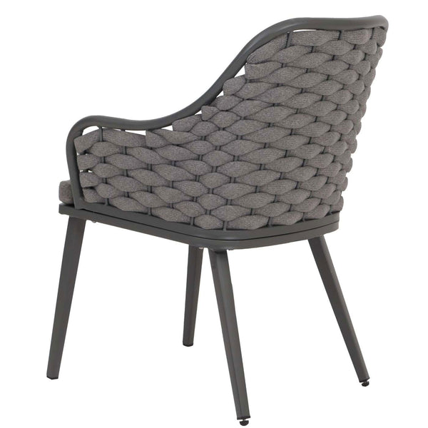 2er-Set Aluminium-Gartenstuhl Outdoor Seilgeflecht Kissen anthrazit dunkelgrau