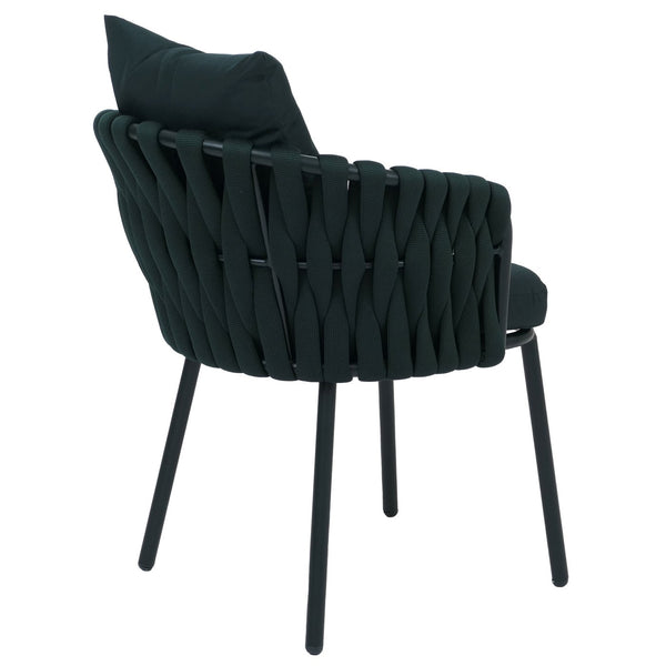 2er-Set Aluminium-Gartenstuhl Outdoor mit Textil Seilgeflecht grün