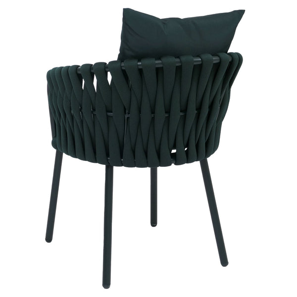 2er-Set Aluminium-Gartenstuhl Outdoor mit Textil Seilgeflecht grün