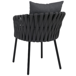 2er-Set Aluminium-Gartenstuhl mit Textil und Seilgeflecht anthrazit