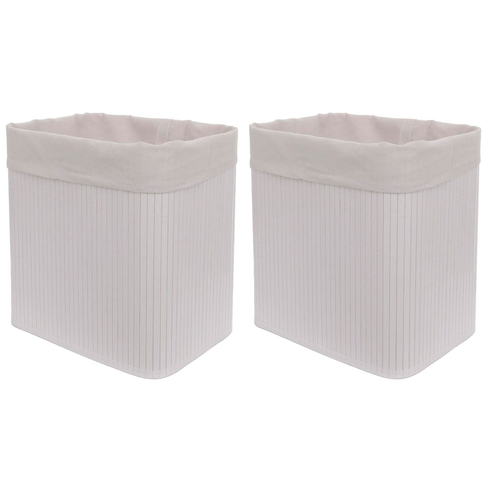 2er-Set Bambus Aufbewahrungskörbe Ordnungsbox 33x33x23cm weiss