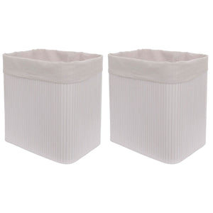 2er-Set Bambus Aufbewahrungskörbe Ordnungsbox 33x33x23cm weiss