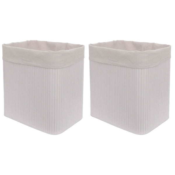 2er-Set Bambus Aufbewahrungskörbe Ordnungsbox 33x33x23cm weiss