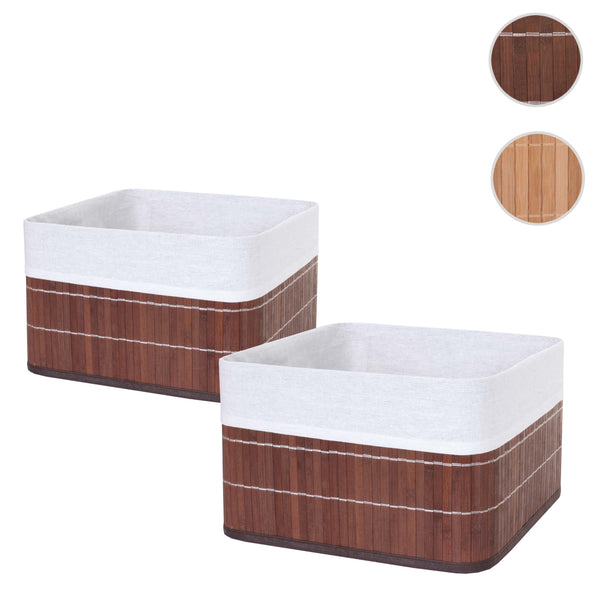 2er-Set Aufbewahrungskörbe aus Bambus Ordnungsbox Regal braun