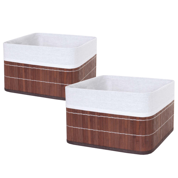 2er-Set Aufbewahrungskörbe aus Bambus Ordnungsbox Regal braun