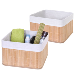 2er-Set Aufbewahrungskorb aus Bambus Regalkorb Ordnungsbox natur