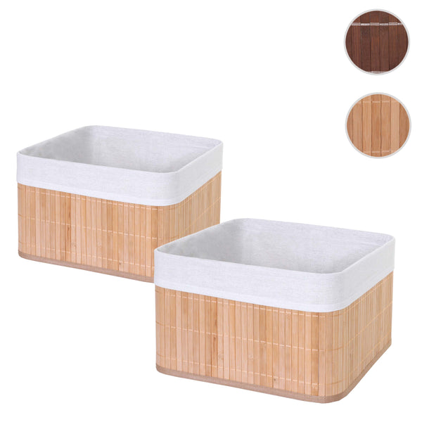 2er-Set Aufbewahrungskorb aus Bambus Regalkorb Ordnungsbox natur