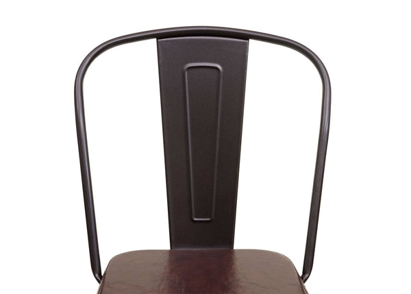 2er-Set Barhocker Metall Kunstleder Chesterfield schwarz-braun