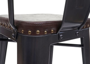 2er-Set Barhocker Metall Kunstleder Chesterfield schwarz-braun