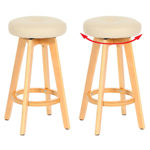 2er-Set drehbare Barhocker Holz Kunstleder helle Beine creme