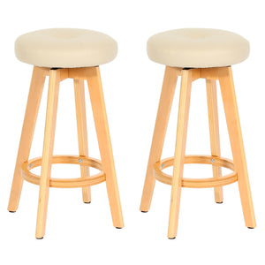 2er-Set drehbare Barhocker Holz Kunstleder helle Beine creme