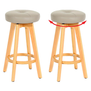 2er-Set drehbare Barhocker Holz Kunstleder helle Beine taupe