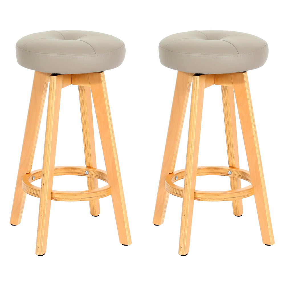 2er-Set drehbare Barhocker Holz Kunstleder helle Beine taupe